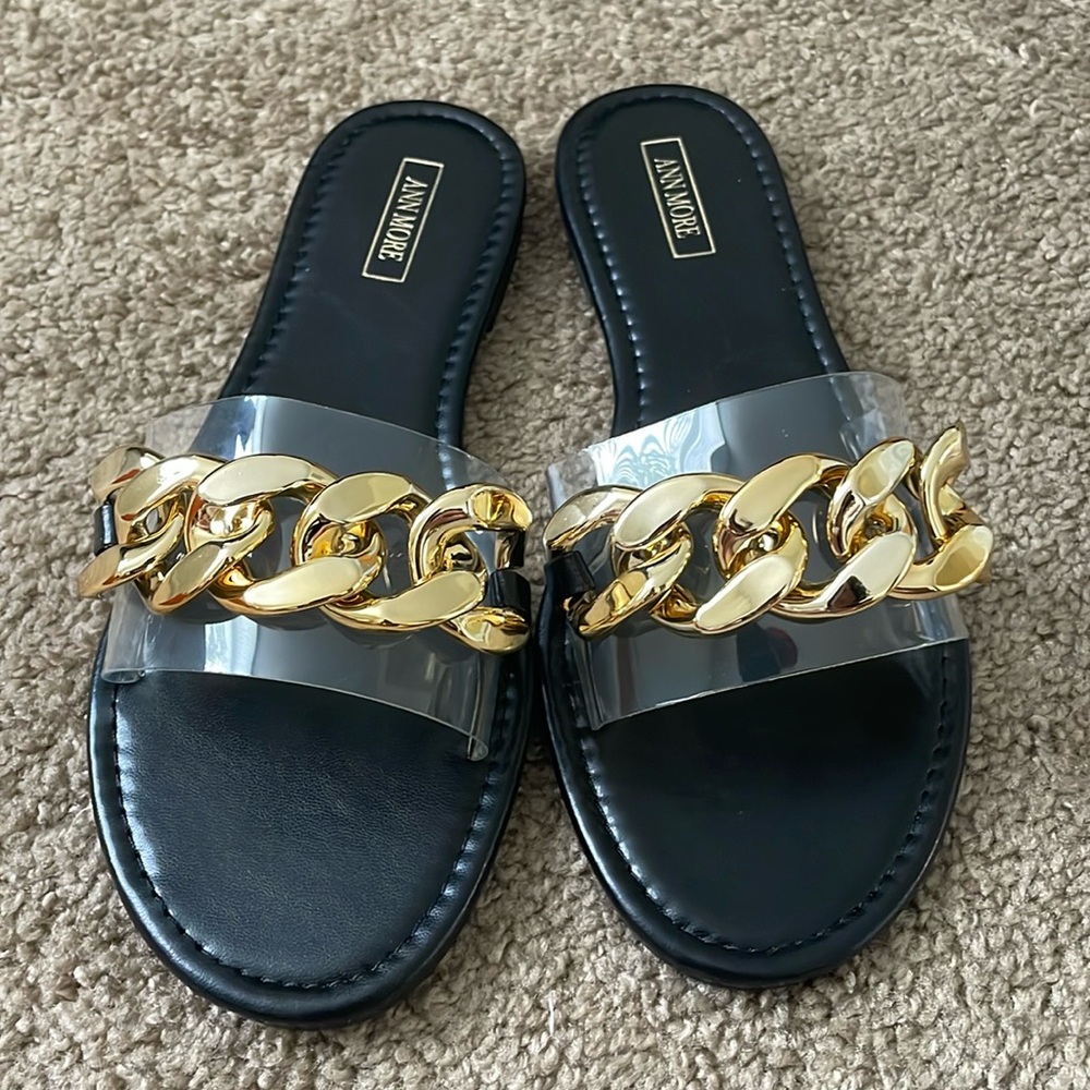 Ann More - jelly sandals with gold hardware size 9